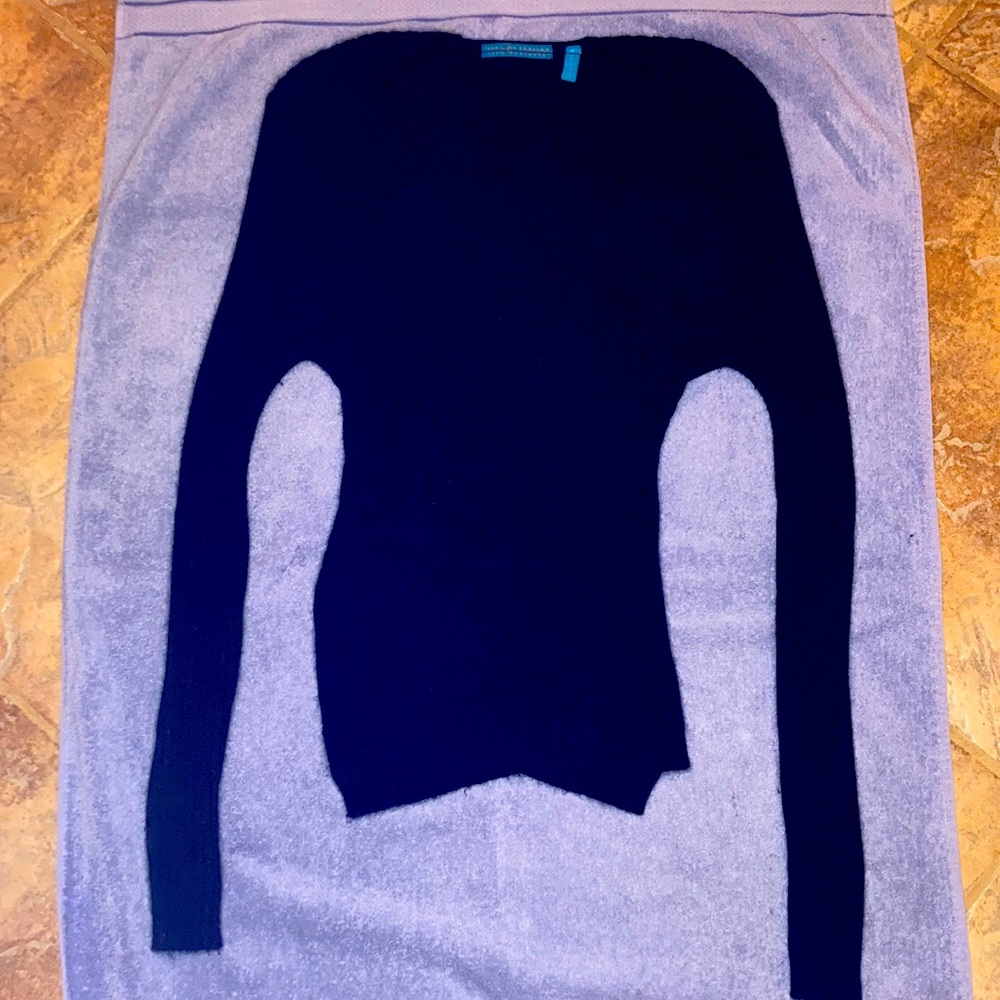 Terryl for Thalian Cashmere Ribbed Faux Wrap Sweater Size M